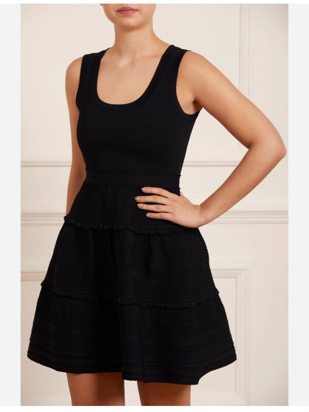 Sandro Paris Cotton Black Knit Mini Dress 4